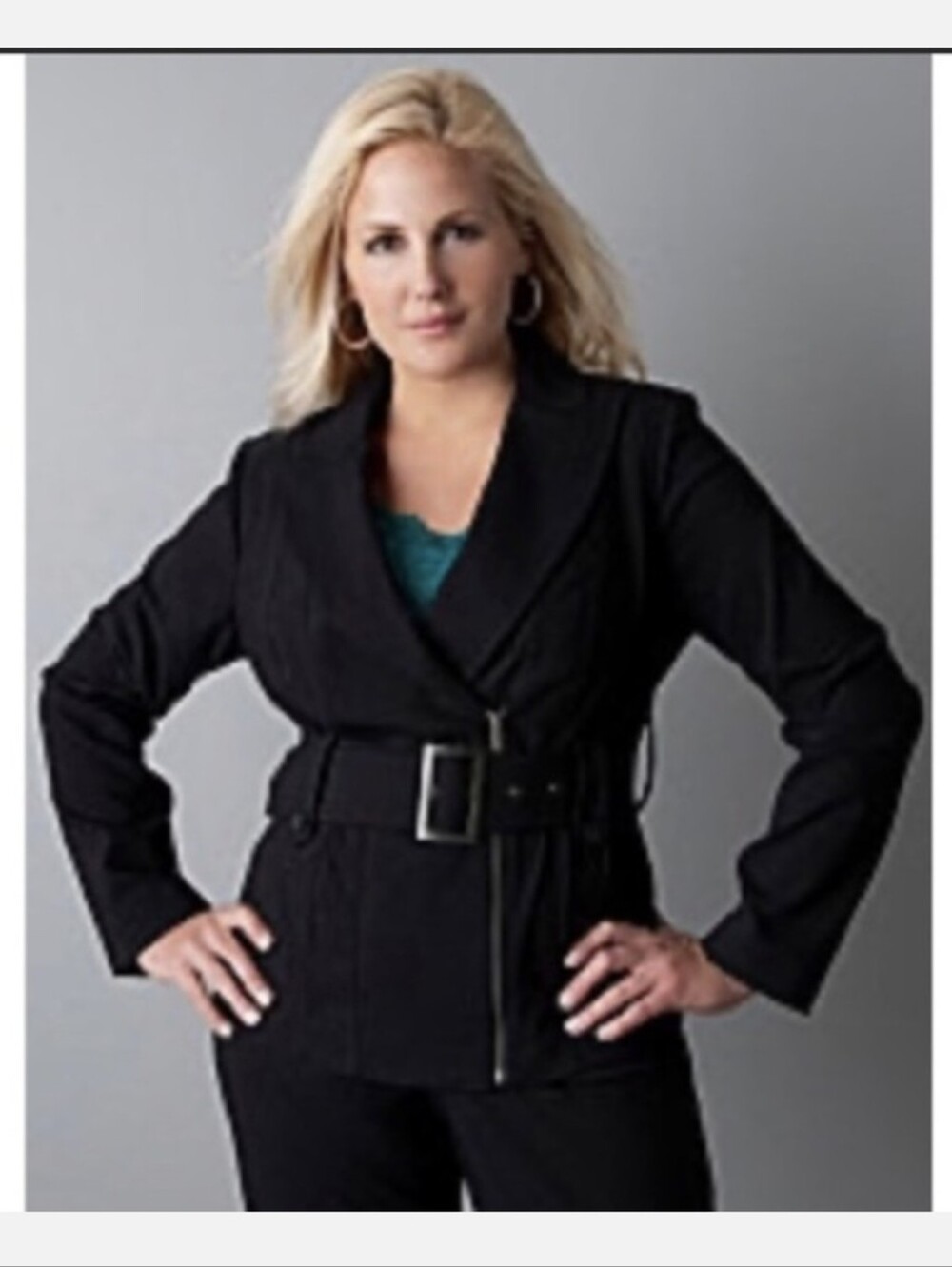 Lane Bryant Black Moto Belted Jacket Size 16 NWT